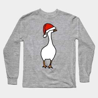 Gaming Goose Wears Stolen Christmas Santa Hat Long Sleeve T-Shirt